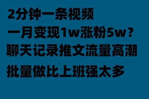 聊天记录推文！！！月入1w轻轻松松，上厕所的时间就做了-58轻创项目库