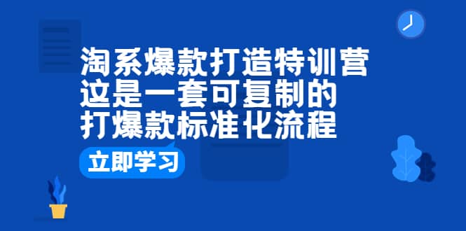 淘系爆款打造特训营：这是一套可复制的打爆款标准化流程-58轻创项目库