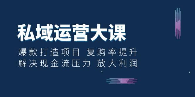 私域运营大课：爆款打造项目 复购率提升 解决现金流压力 放大利润-58轻创项目库