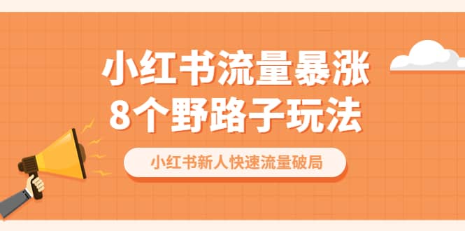 小红书流量-暴涨8个野路子玩法：小红书新人快速流量破局（8节课）-58轻创项目库