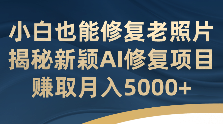 小白也能修复老照片！揭秘新颖AI修复项目，赚取月入5000-58轻创项目库