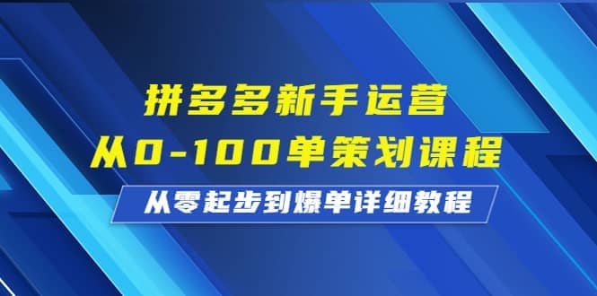 拼多多新手运营从0-100单策划课程，从零起步到爆单详细教程-58轻创项目库