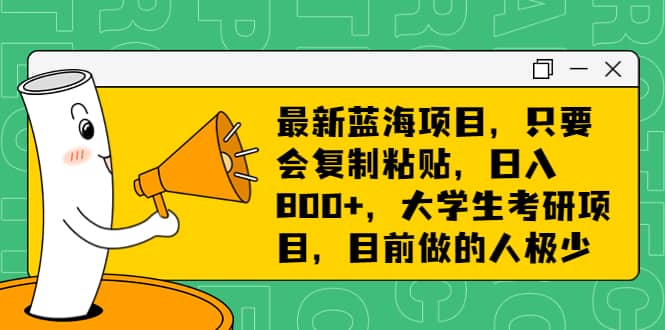 最新蓝海项目，只要会复制粘贴，日入800 ，大学生考研项目，目前做的人极少-58轻创项目库