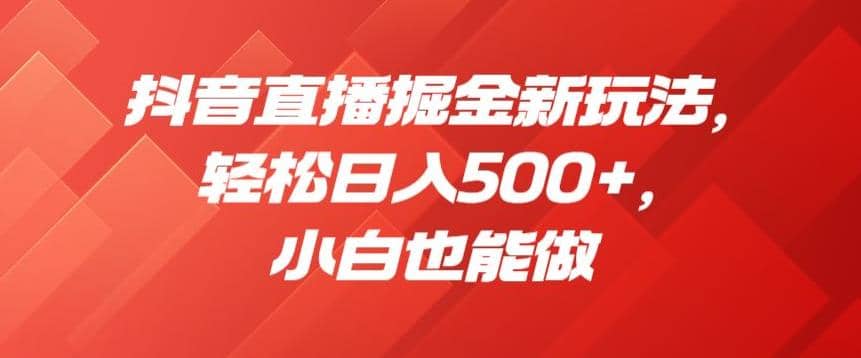 抖音直播掘金新玩法，轻松日入500 ，小白也能做【揭秘】-58轻创项目库