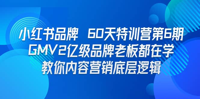 小红书品牌 60天特训营第6期 GMV2亿级品牌老板都在学 教你内容营销底层逻辑-58轻创项目库