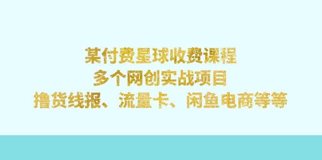 某付费星球课程：多个网创实战项目，撸货线报、流量卡、闲鱼电商等等-58轻创项目库