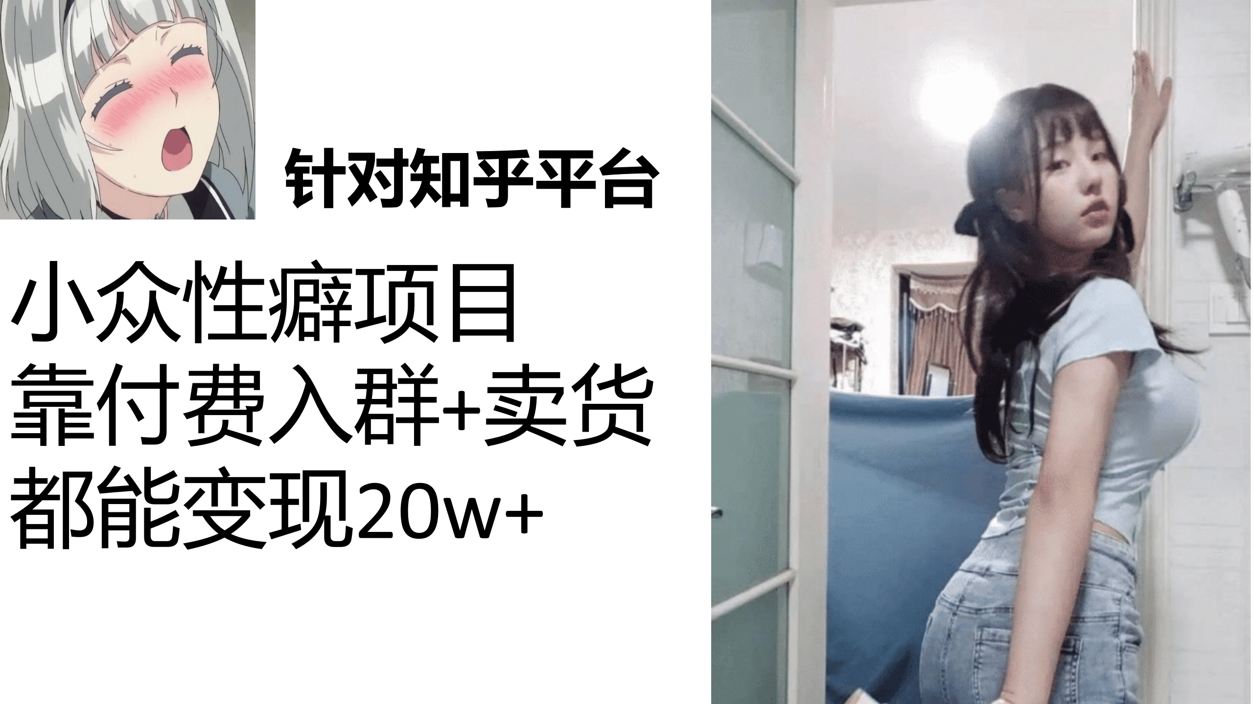 知乎小众性癖项目，Lsp的钱才是最好赚的，付费建群 卖货变现20w-58轻创项目库