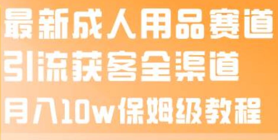 最新成人用品赛道引流获客全渠道，月入10w保姆级教程-58轻创项目库