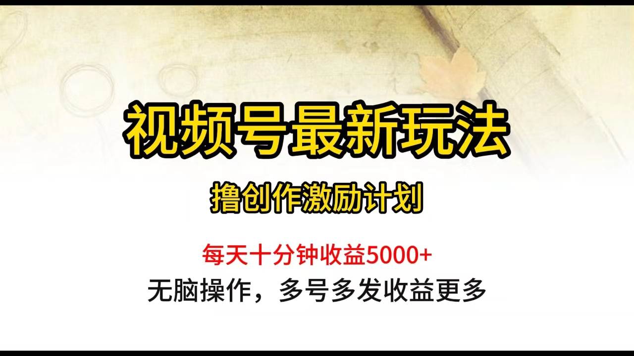 视频号最新玩法，每日一小时月入5000+-58轻创项目库