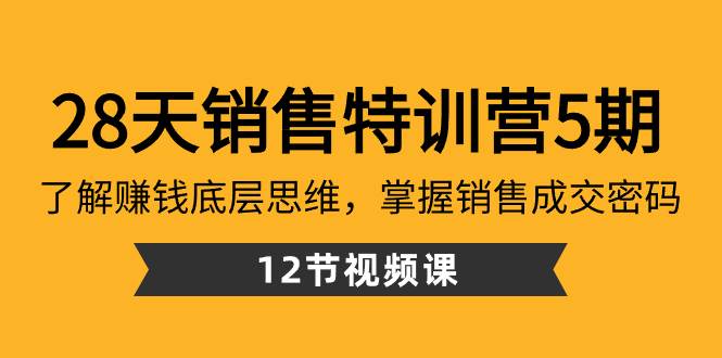 28天·销售特训营5期：了解赚钱底层思维，掌握销售成交密码（12节课）-58轻创项目库