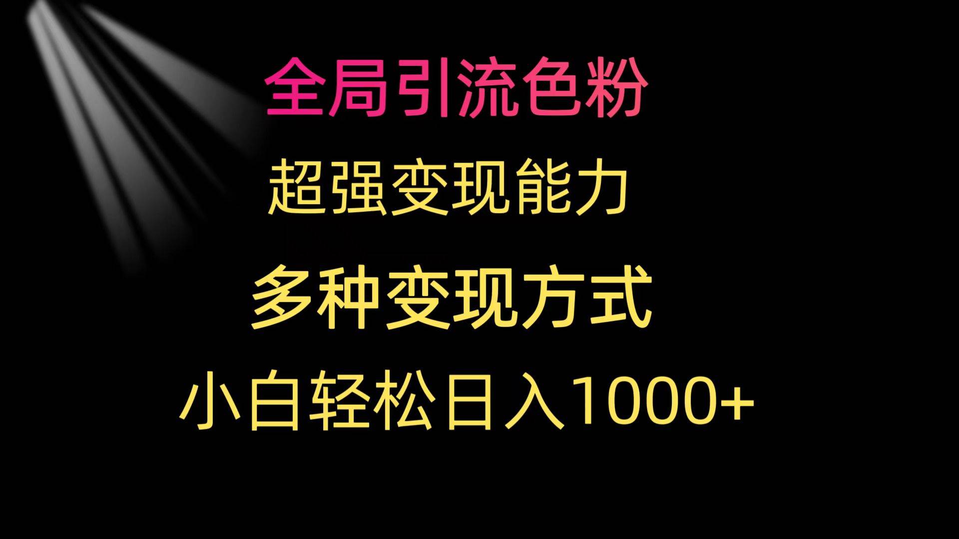 全局引流色粉 超强变现能力 多种变现方式 小白轻松日入1000+-58轻创项目库