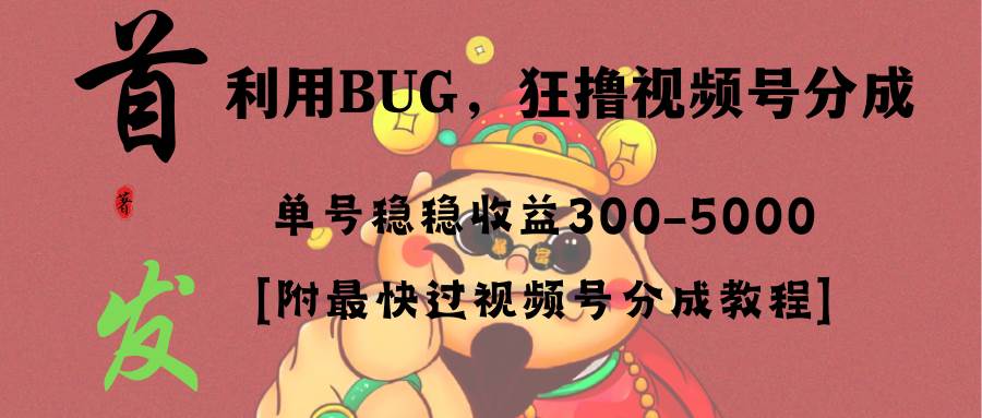 全网独家首发，视频号BUG，超短期项目，单号每日净收益300-5000！-58轻创项目库