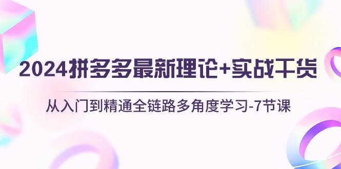 2024拼多多 最新理论+实战干货，从入门到精通全链路多角度学习-7节课-58轻创项目库