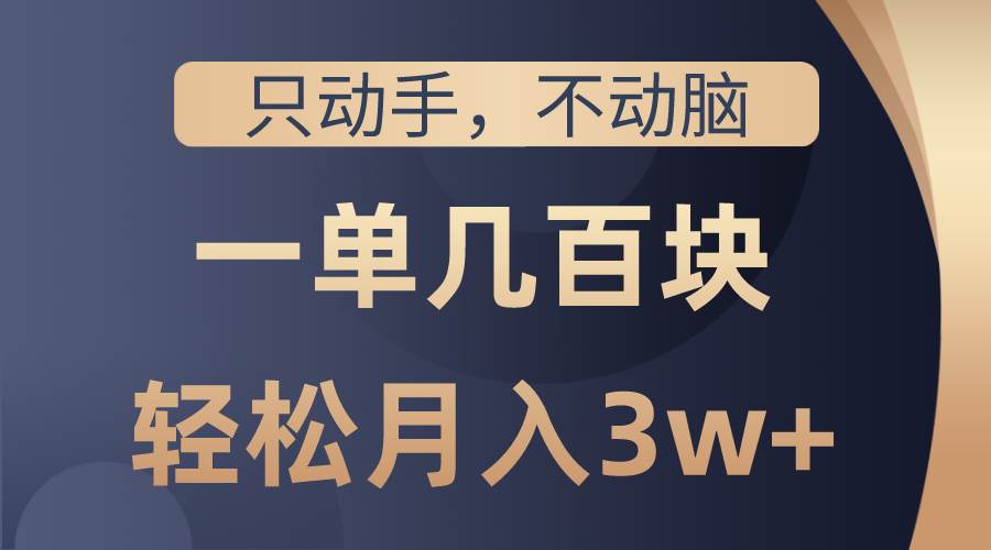 只动手不动脑，一单几百块，轻松月入3w+，看完就能直接操作，详细教程-58轻创项目库