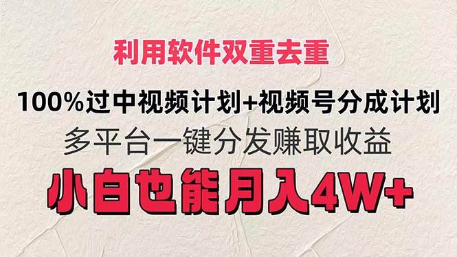 利用软件双重去重，100%过中视频+视频号分成计划小白也可以月入4W+-58轻创项目库