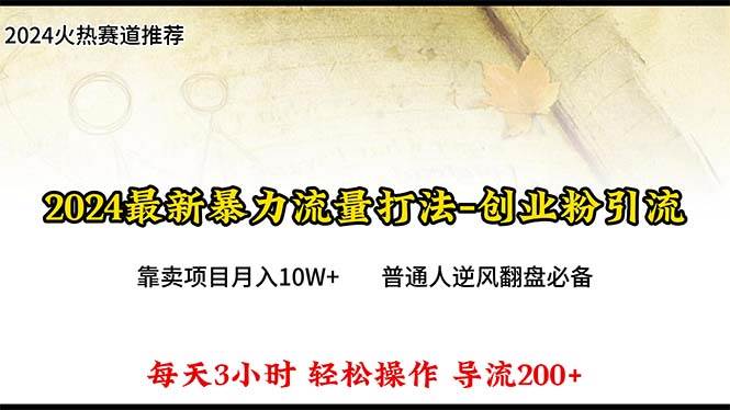 2024年最新暴力流量打法，每日导入300+，靠卖项目月入10W+-58轻创项目库