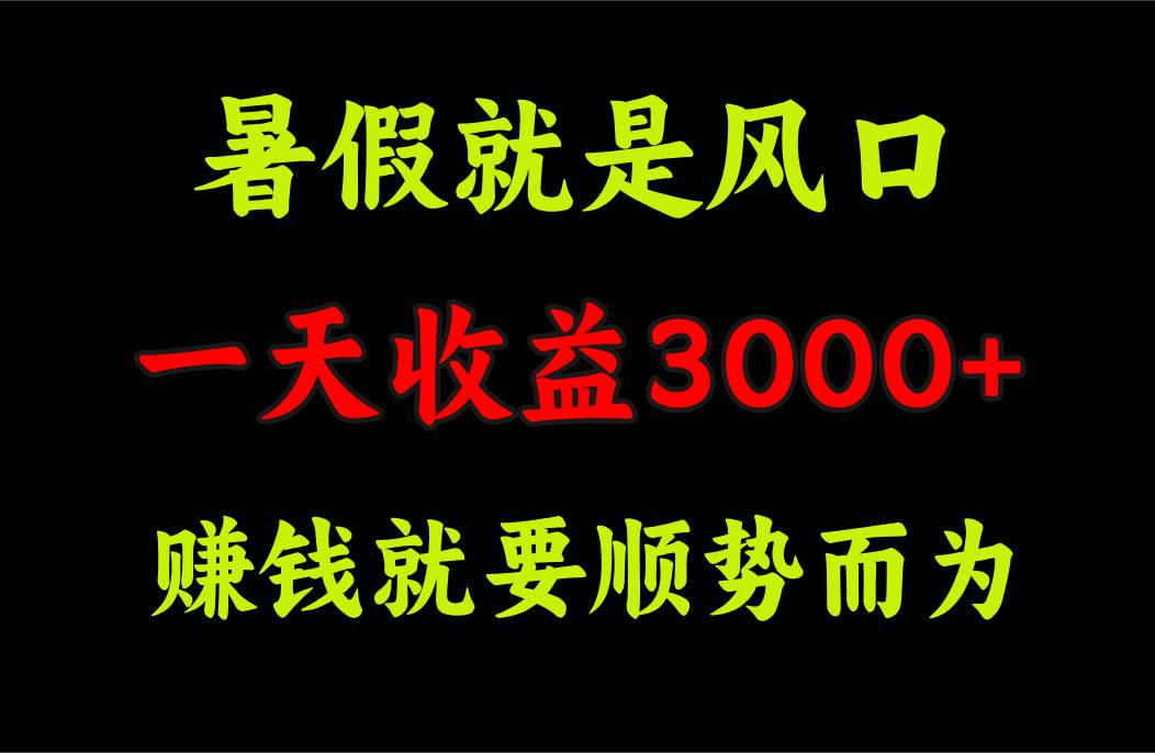 一天收益3000+ 赚钱就是顺势而为，暑假就是风口-58轻创项目库