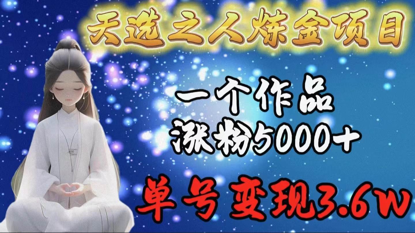 天选之人炼金项目，一个作品涨粉5000+，单号变现3.6w-58轻创项目库