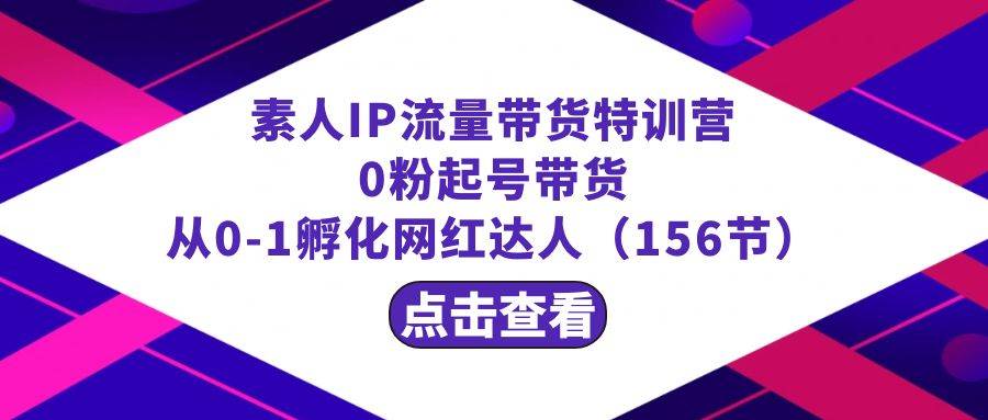 繁星·计划素人IP流量带货特训营：0粉起号带货 从0-1孵化网红达人（156节）-58轻创项目库