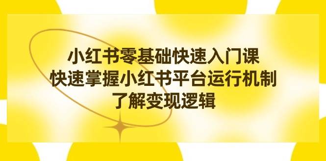 小红书0基础快速入门课，快速掌握小红书平台运行机制，了解变现逻辑-58轻创项目库