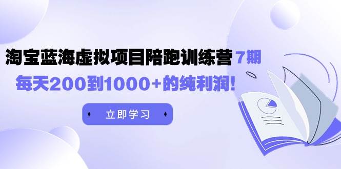 黄岛主《淘宝蓝海虚拟项目陪跑训练营7期》每天200到1000+的纯利润-58轻创项目库