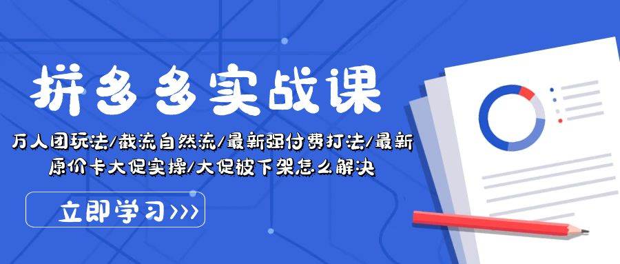 拼多多·实战课：万人团玩法/截流自然流/最新强付费打法/最新原价卡大促..-58轻创项目库