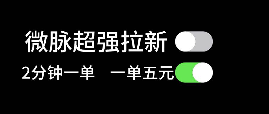 微脉超强拉新， 两分钟1单， 一单利润5块，适合小白-58轻创项目库