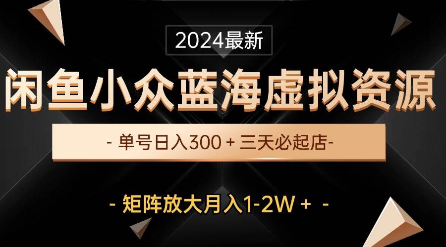 最新闲鱼小众蓝海虚拟资源，单号日入300＋，三天必起店，矩阵放大月入1-2W-58轻创项目库