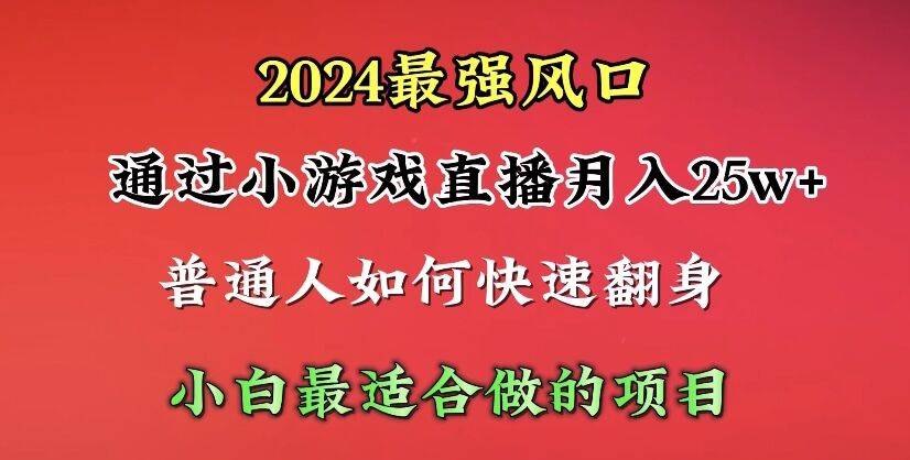 2024年最强风口，通过小游戏直播月入25w+单日收益5000+小白最适合做的项目-58轻创项目库