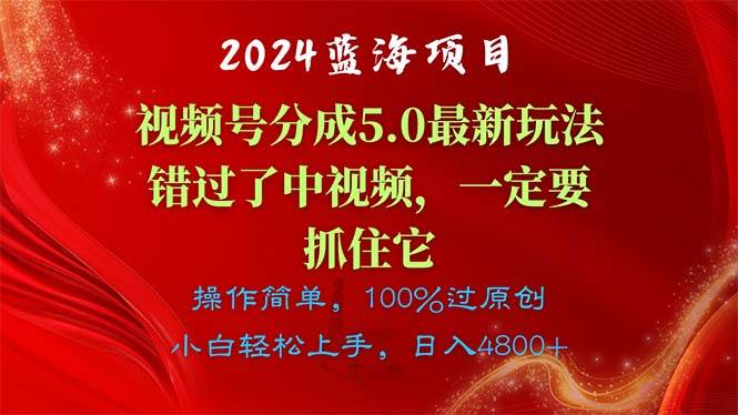 2024蓝海项目，视频号分成计划5.0最新玩法，错过了中视频，一定要抓住…-58轻创项目库