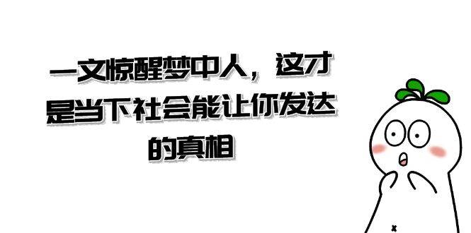 某公众号付费文章《一文 惊醒梦中人，这才是当下社会能让你发达的真相》-58轻创项目库