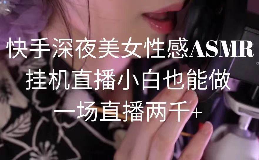 快手深夜美女性感ASMR挂机直播，小白也能做，一场直播两千+-58轻创项目库