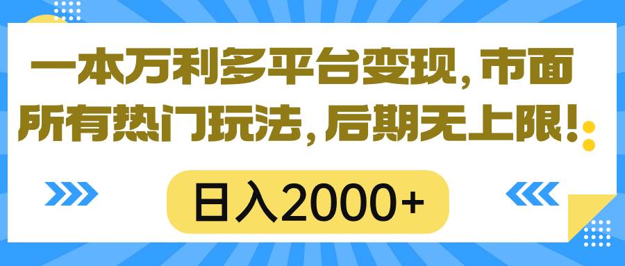 一本万利多平台变现，市面所有热门玩法，日入2000+，后期无上限！-58轻创项目库