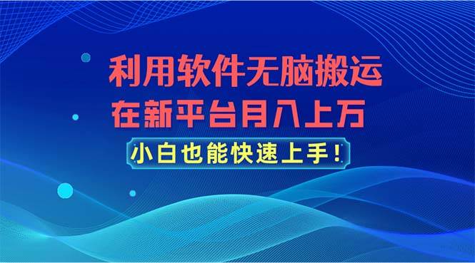 利用软件无脑搬运，在新平台月入上万，小白也能快速上手-58轻创项目库