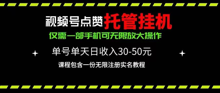 视频号点赞托管挂机，单号单天利润30~50，一部手机无限放大（附带无限…-58轻创项目库