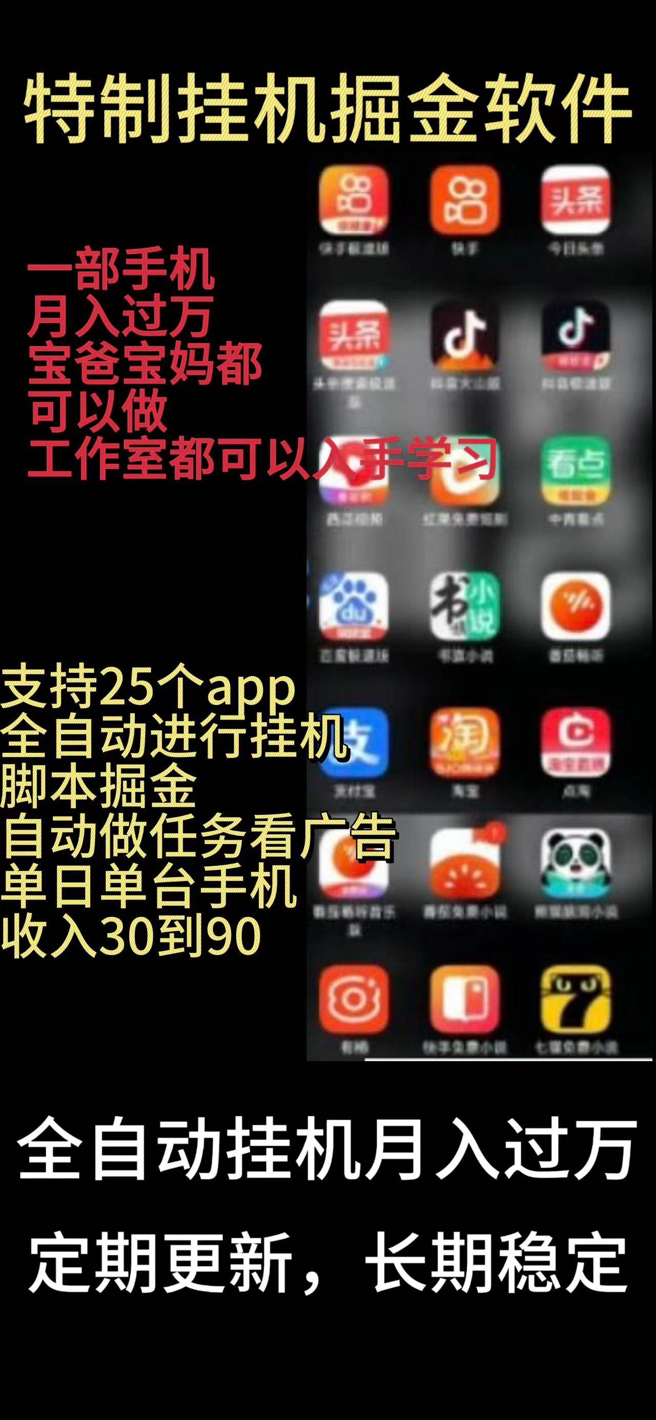 靠挂机月入过万，纯挂机适合宝爸宝妈学生党操作，24小时无脑挂机单机一…-58轻创项目库