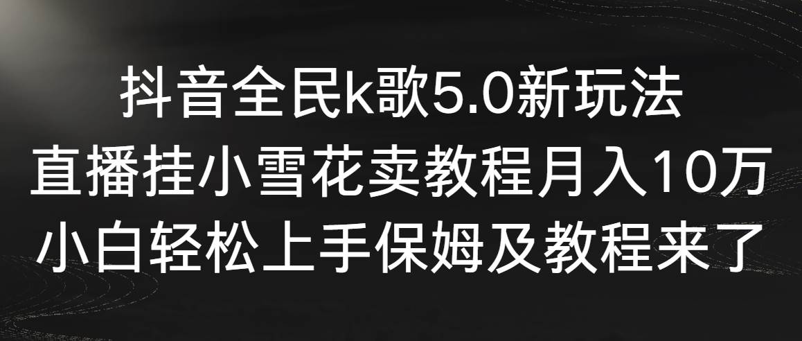 抖音全民k歌5.0新玩法，直播挂小雪花卖教程月入10万，小白轻松上手，保…-58轻创项目库