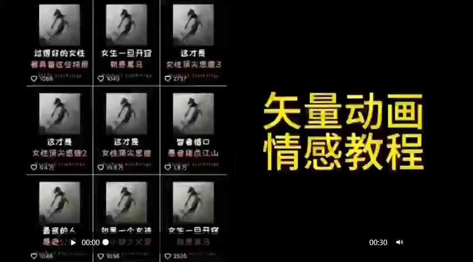 矢量动画情感教程：高点赞涨粉，适合情感、思维、创业教育等赛道-58轻创项目库