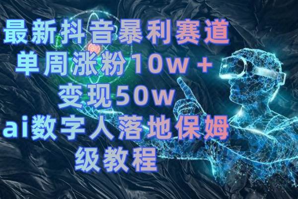 最新抖音暴利赛道，单周涨粉10w＋变现50w的ai数字人落地保姆级教程-58轻创项目库