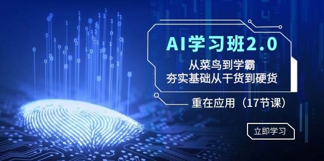 AI学习班2.0：从菜鸟到学霸，夯实基础从干货到硬货，重在应用（17节课）-58轻创项目库