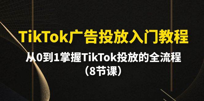 TikTok广告投放入门教程，从0到1掌握TikTok投放的全流程（8节课）-58轻创项目库