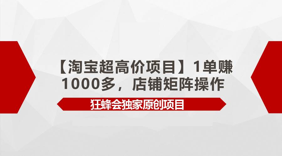 【淘宝超高价项目】1单赚1000多，店铺矩阵操作-58轻创项目库