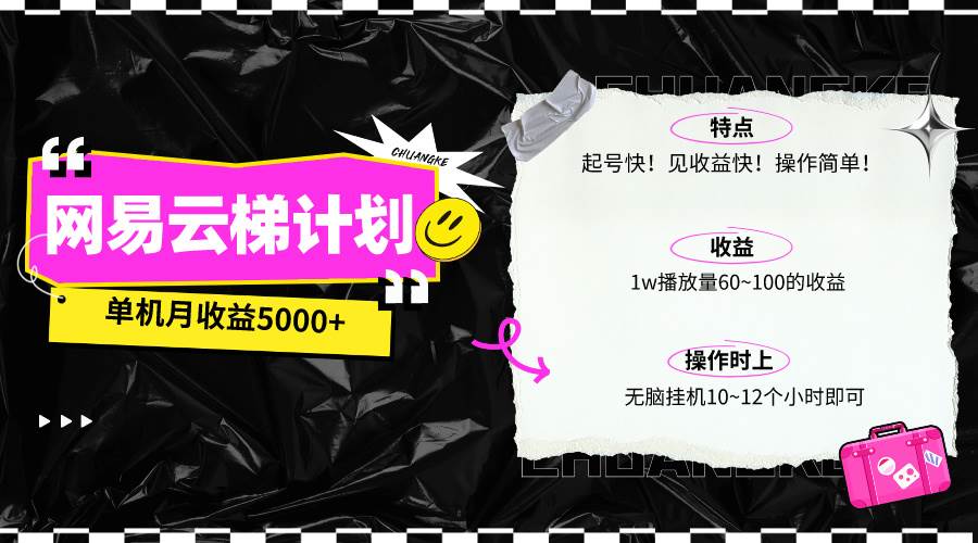 最新网易云梯计划网页版，单机月收益5000+！可放大操作-58轻创项目库