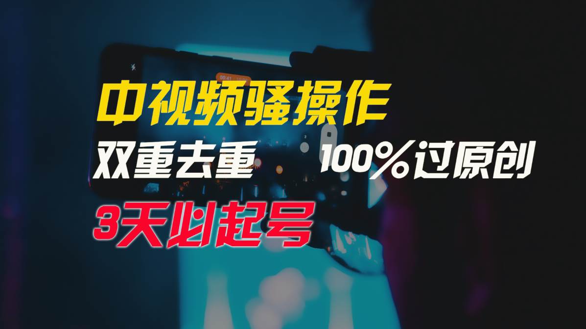 中视频骚操作，双重去重100%过原创，3天比必起号，简单无脑，月入3W+-58轻创项目库