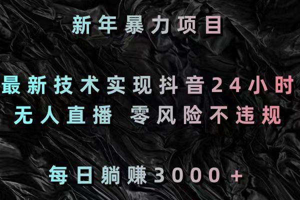 新年暴力项目，最新技术实现抖音24小时无人直播 零风险不违规 每日躺赚3000-58轻创项目库