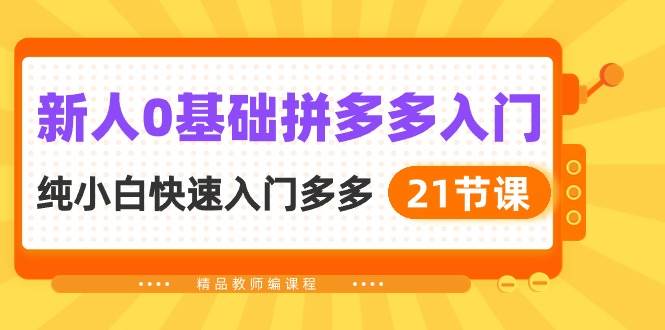 新人0基础拼多多入门，纯小白快速入门多多（21节课）-58轻创项目库