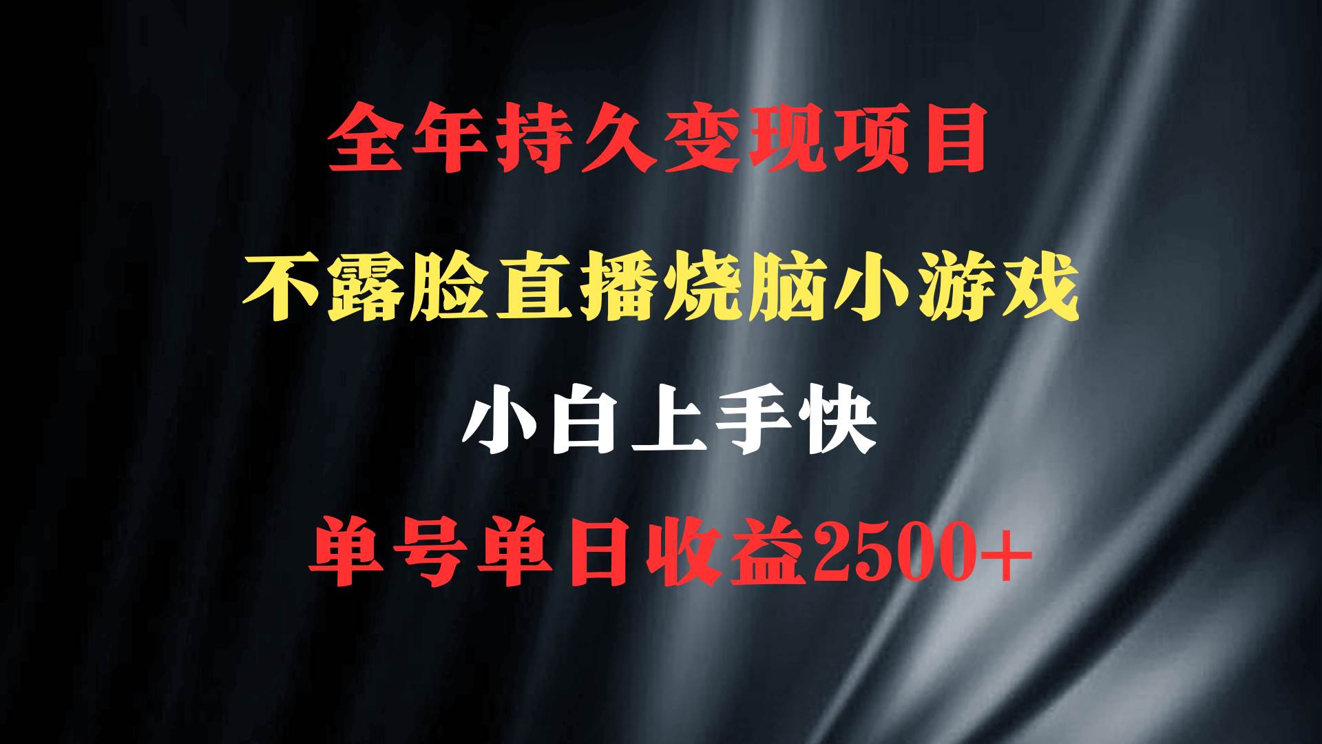 2024年 最优项目，烧脑小游戏不露脸直播  小白上手快 无门槛 一天收益2500+-58轻创项目库