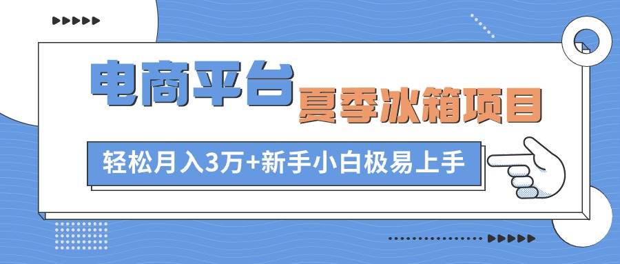 电商平台夏季冰箱项目，轻松月入3万+，新手小白极易上手-58轻创项目库