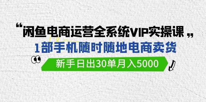 闲鱼电商运营全系统VIP实战课，1部手机随时随地卖货，新手日出30单月入5000-58轻创项目库