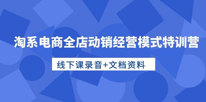 淘系电商全店动销经营模式特训营，线下课录音+文档资料-58轻创项目库